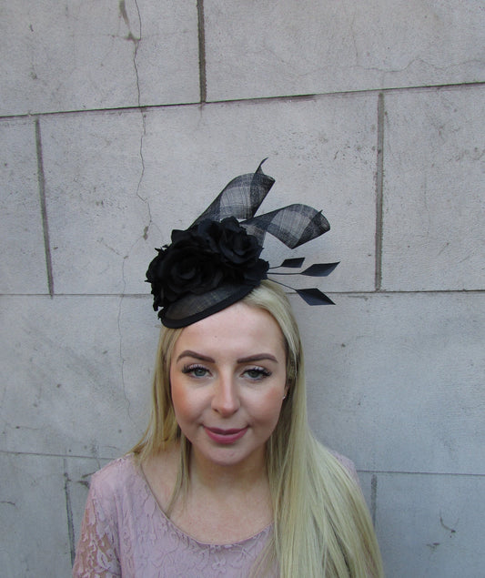 Black Floral Fascinator Hat