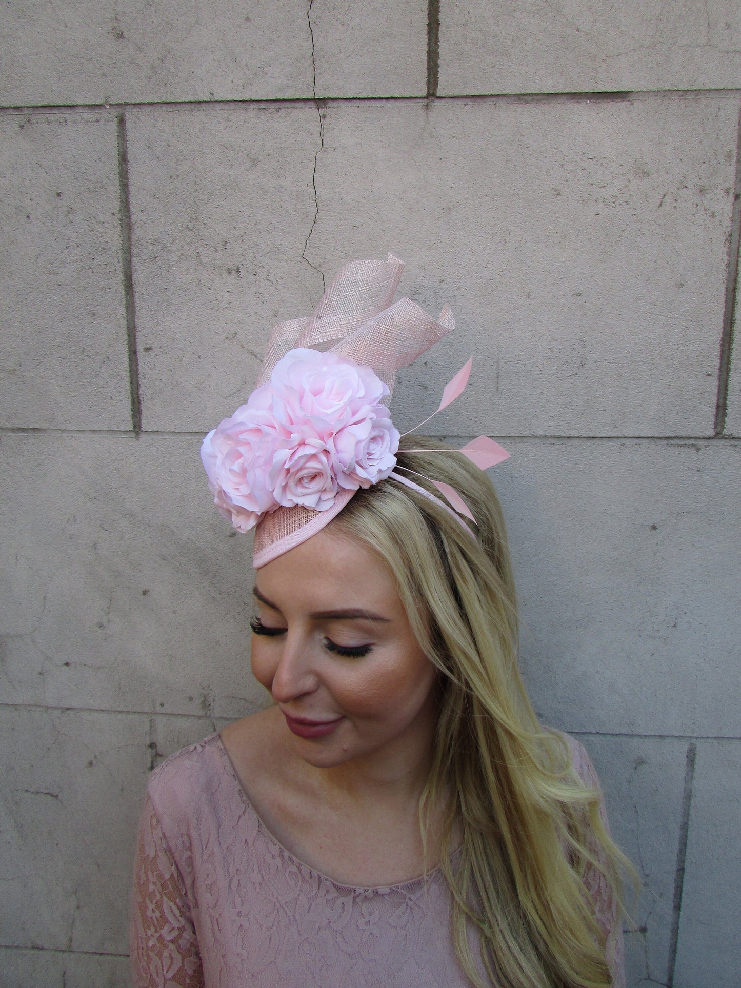Blush Pink Floral Fascinator Hat
