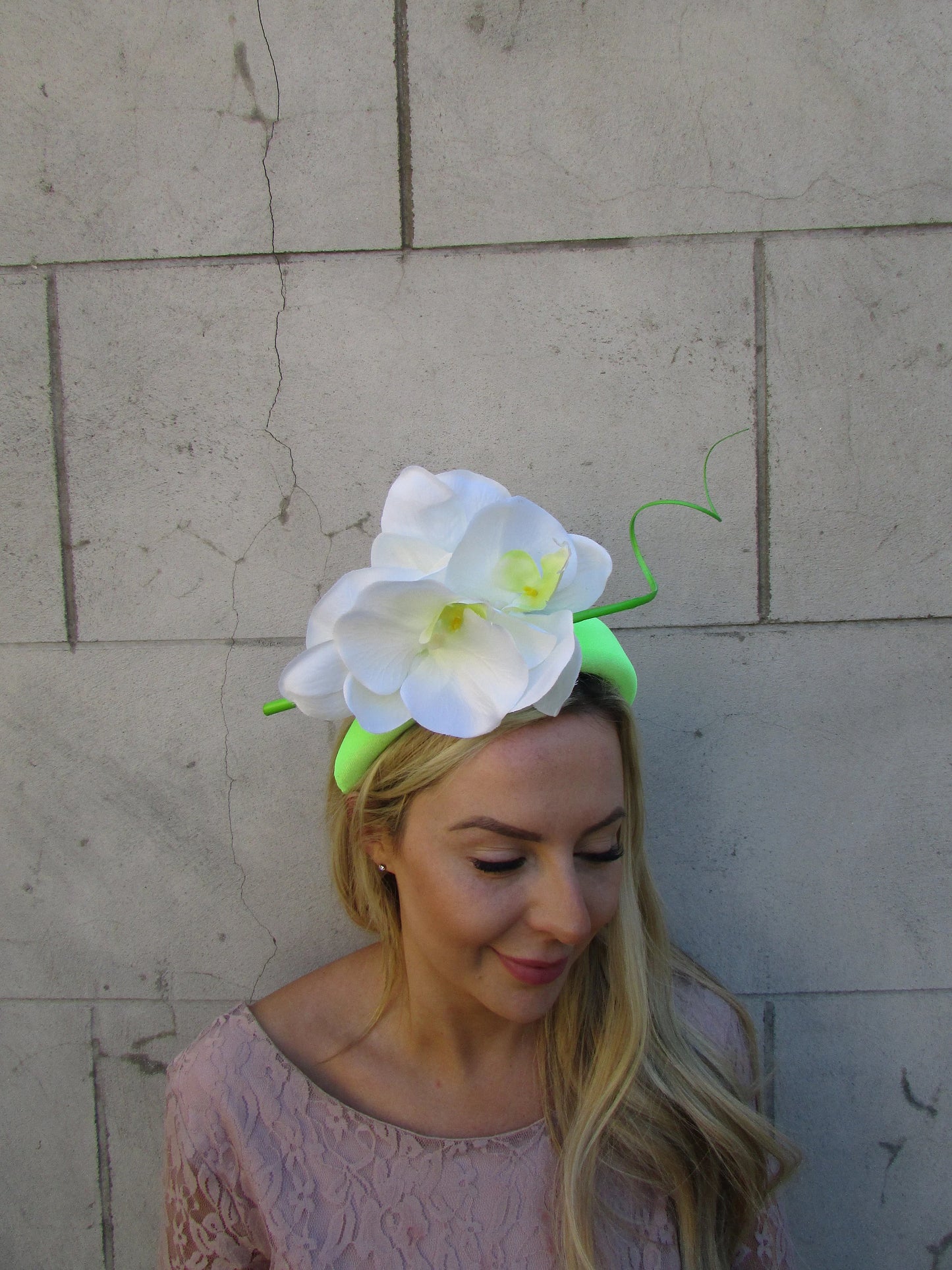 Lime & Cream Orchid Flower Headpiece