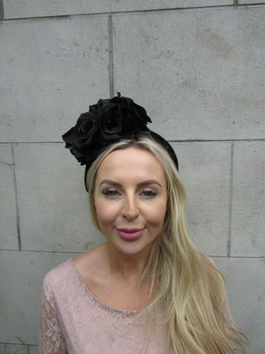 Black Velvet Rose Flower Headpiece