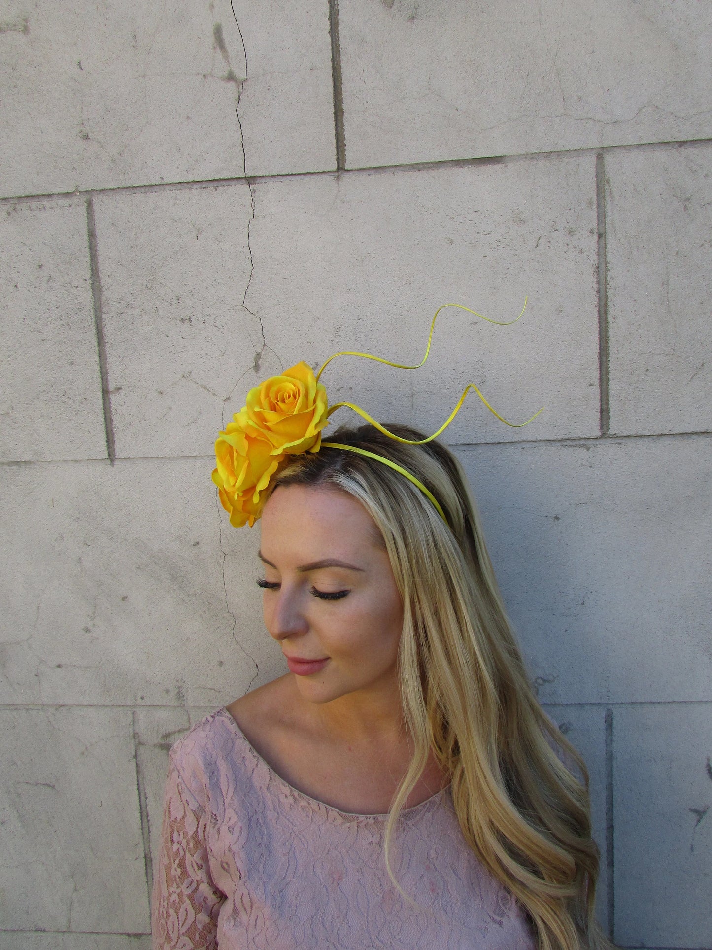 Mustard Yellow Rose Flower Headpiece