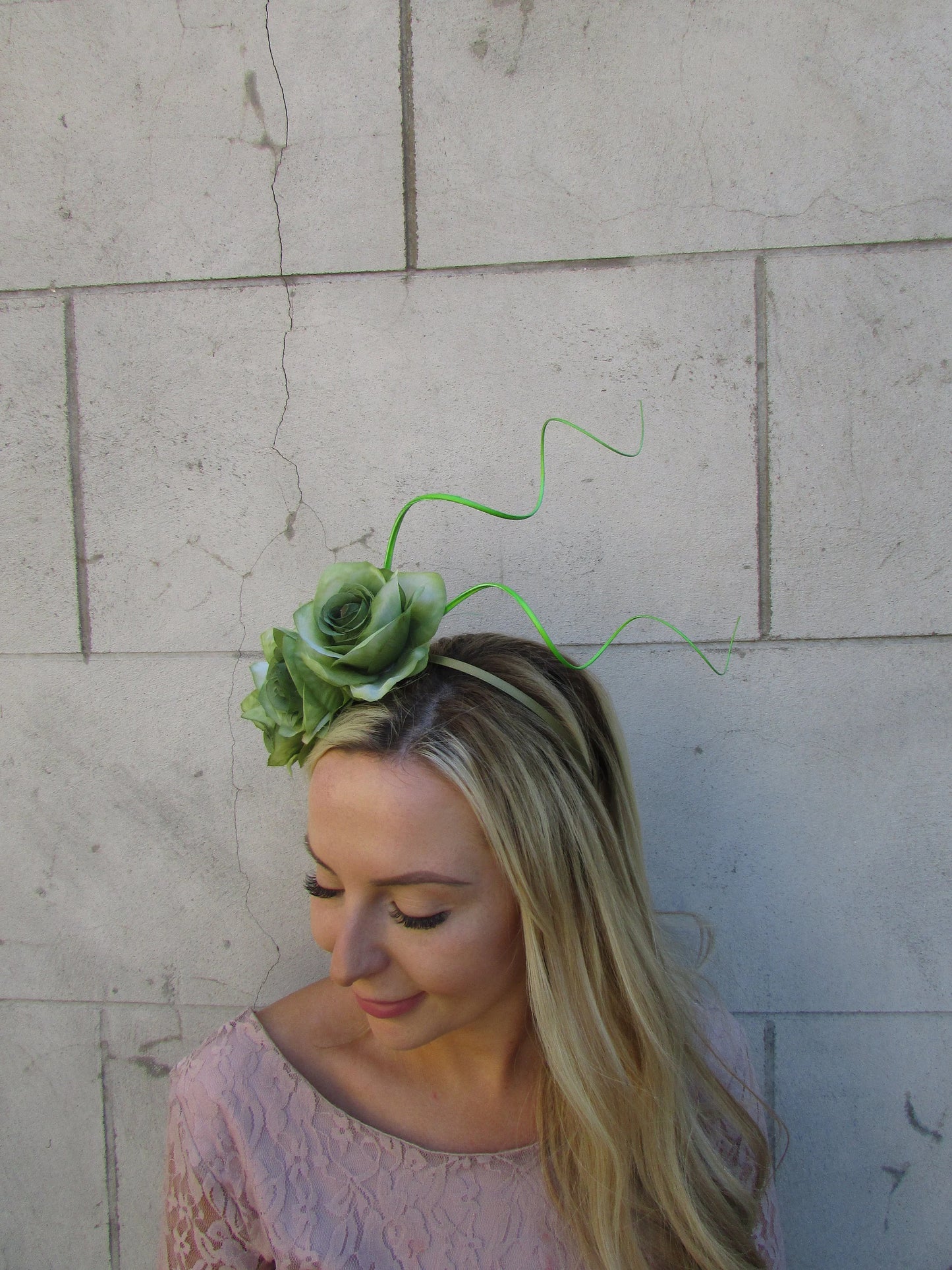 Olive & Lime Rose Flower Headpiece