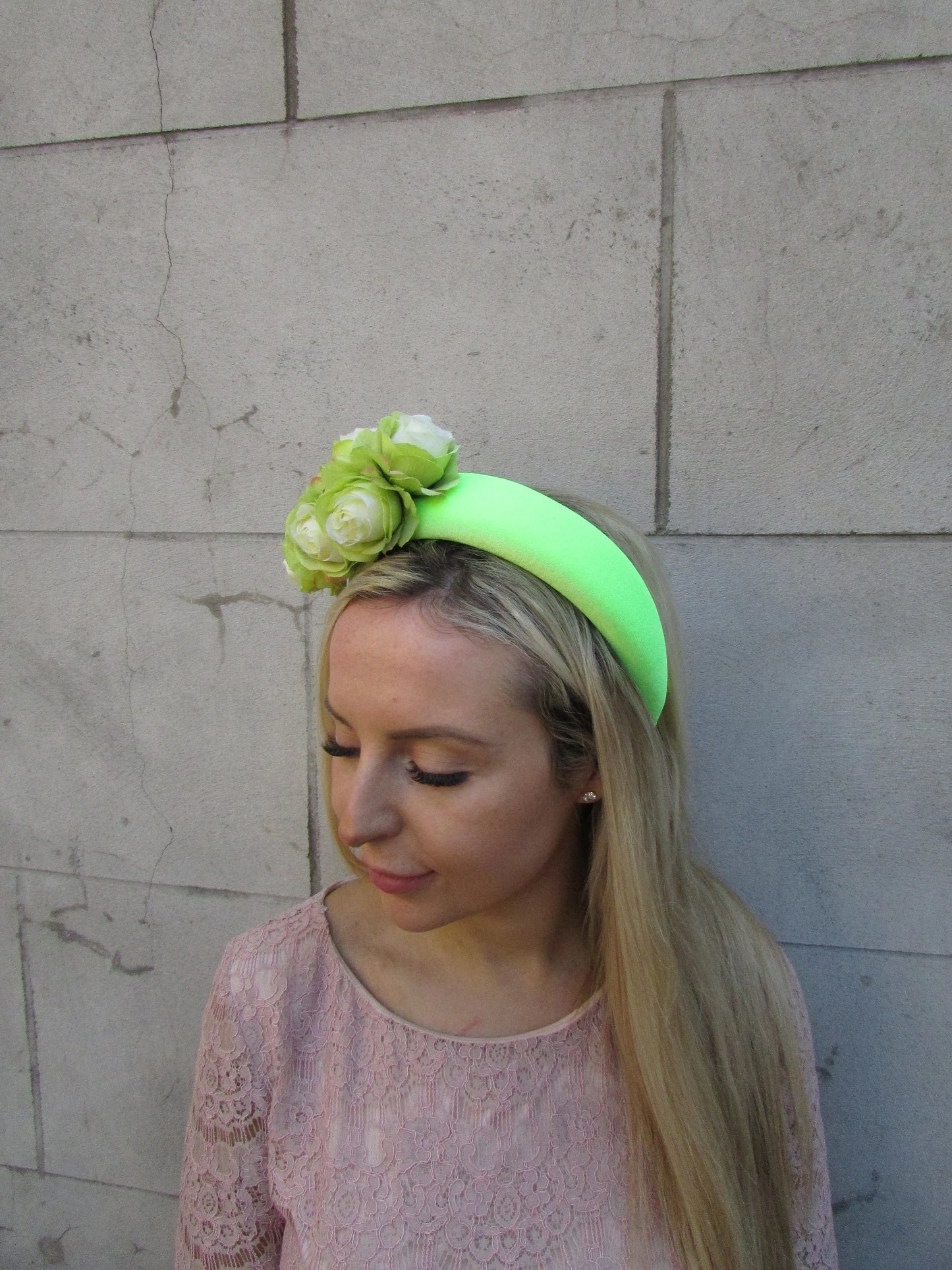 Lime Rose Padded Velvet Headpiece