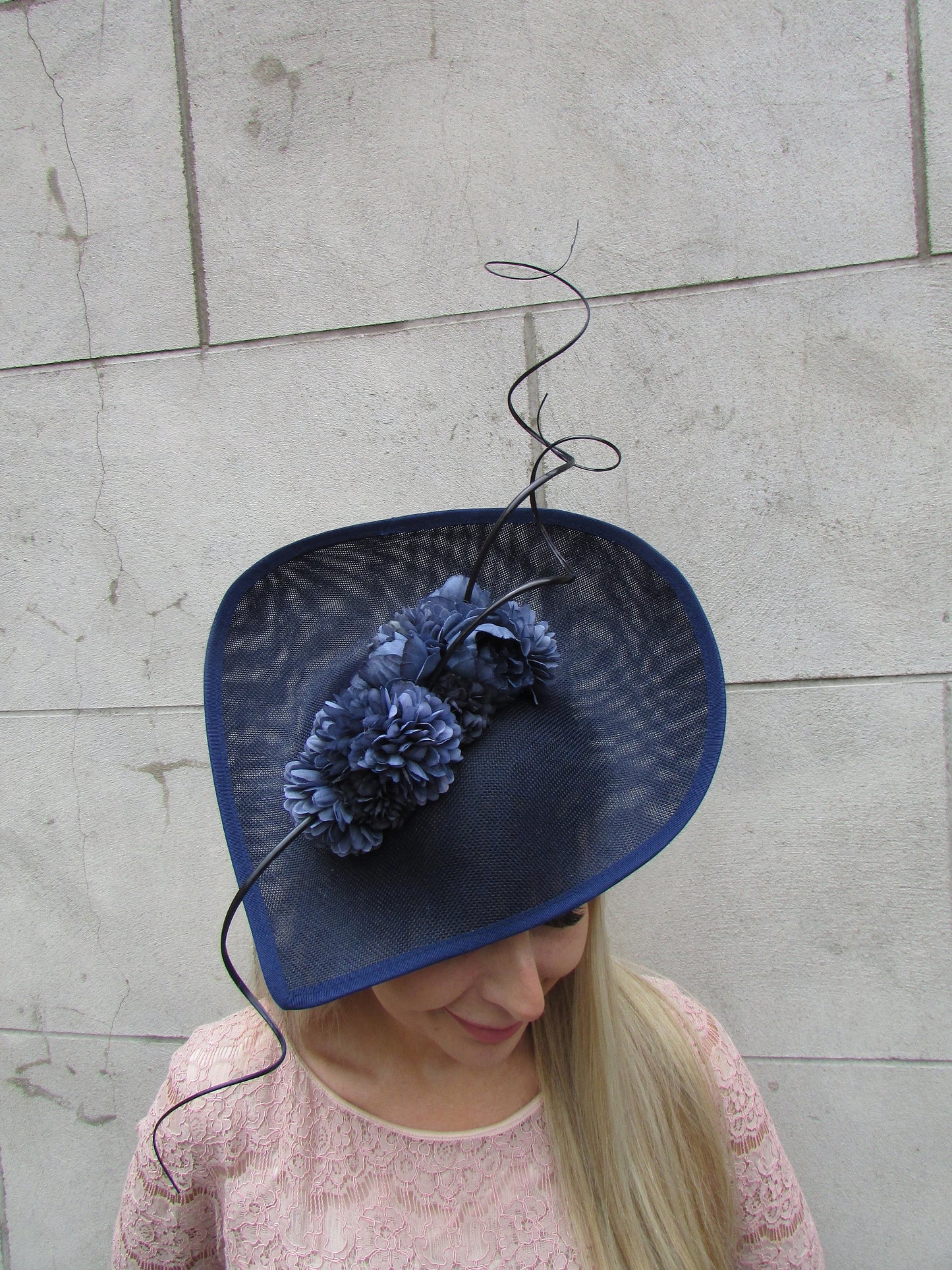 Large Navy Blue Floral Teardrop Hatinator
