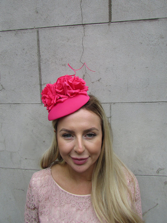 Hot Pink Rose Flower Fascinator Hat