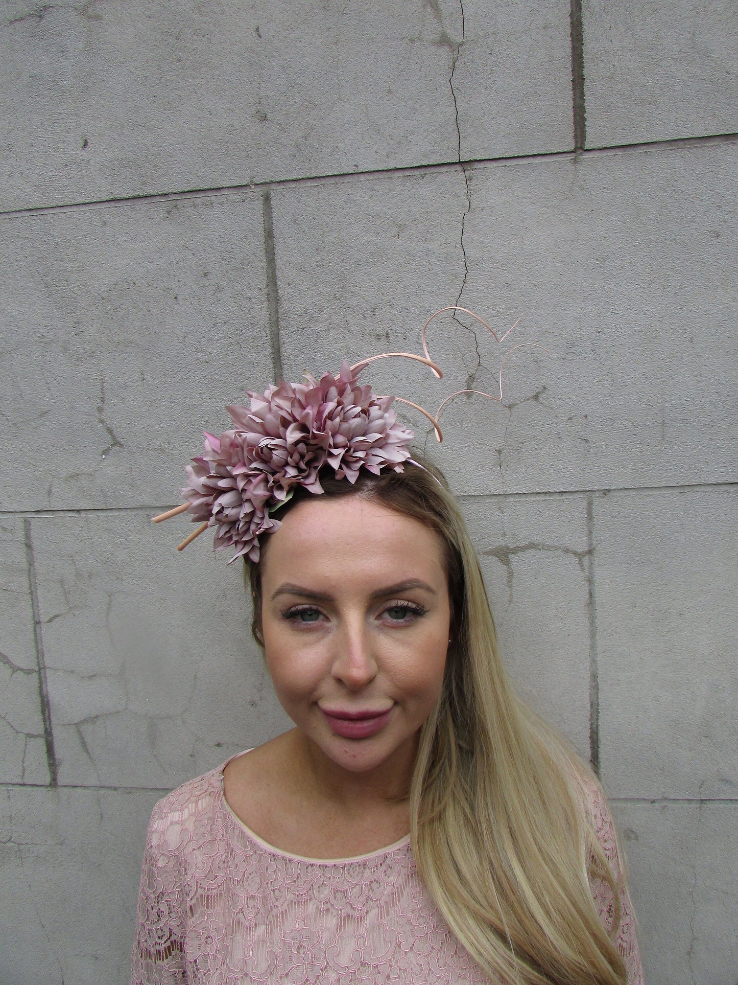 Mauve Dusky Pink Flower Fascinator Headband