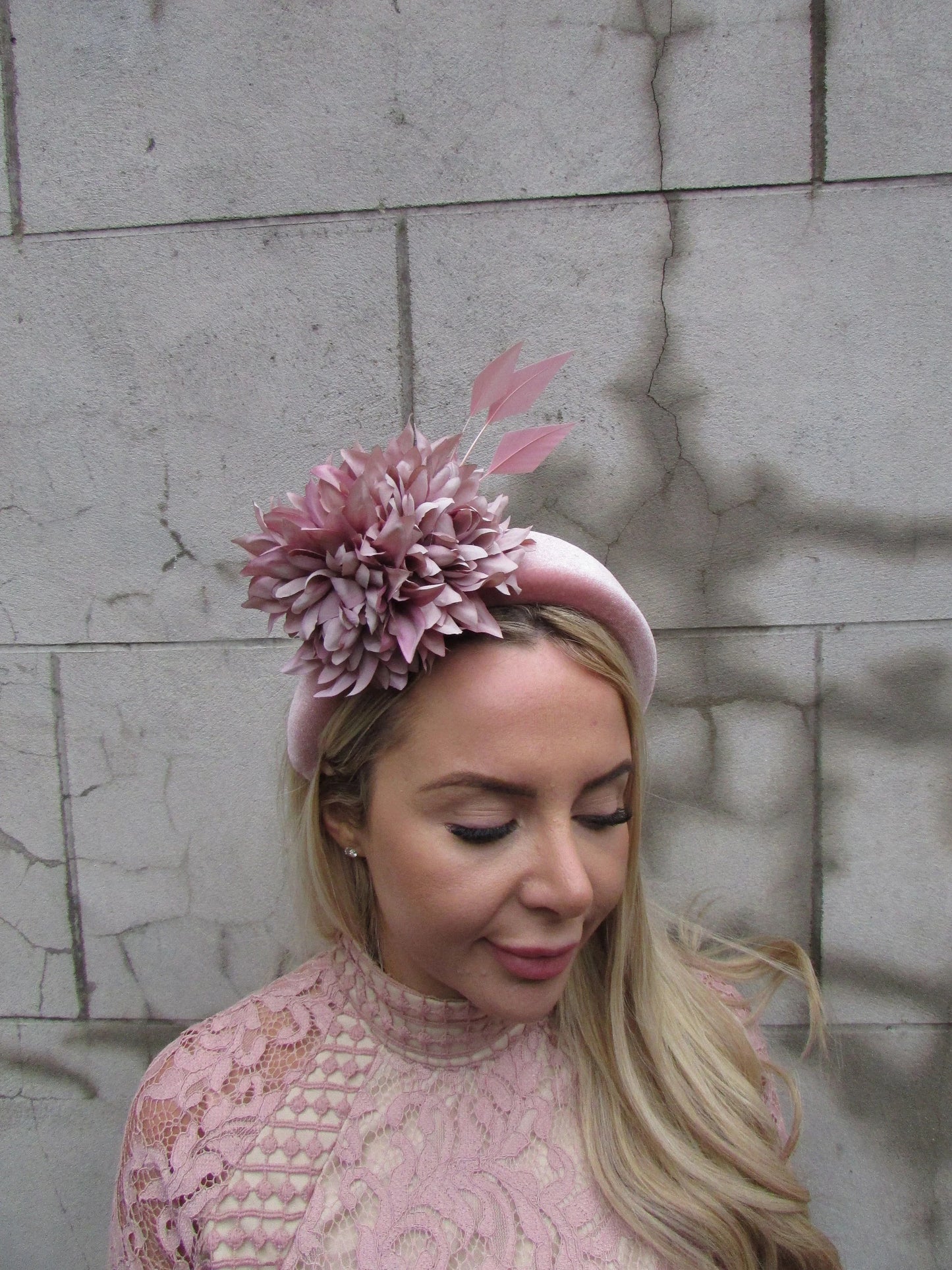 Dusky Pink Flower Fascinator
