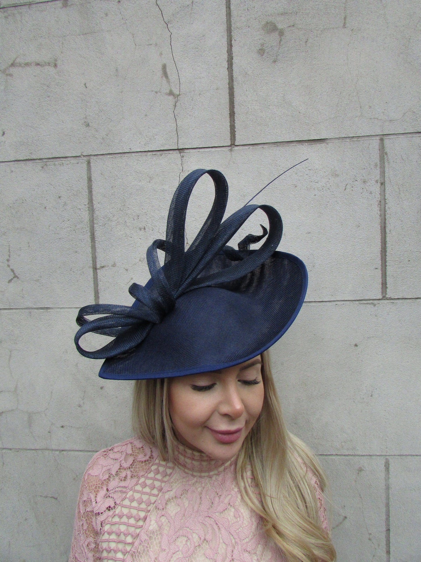 Large Navy Blue Fascinator Hat