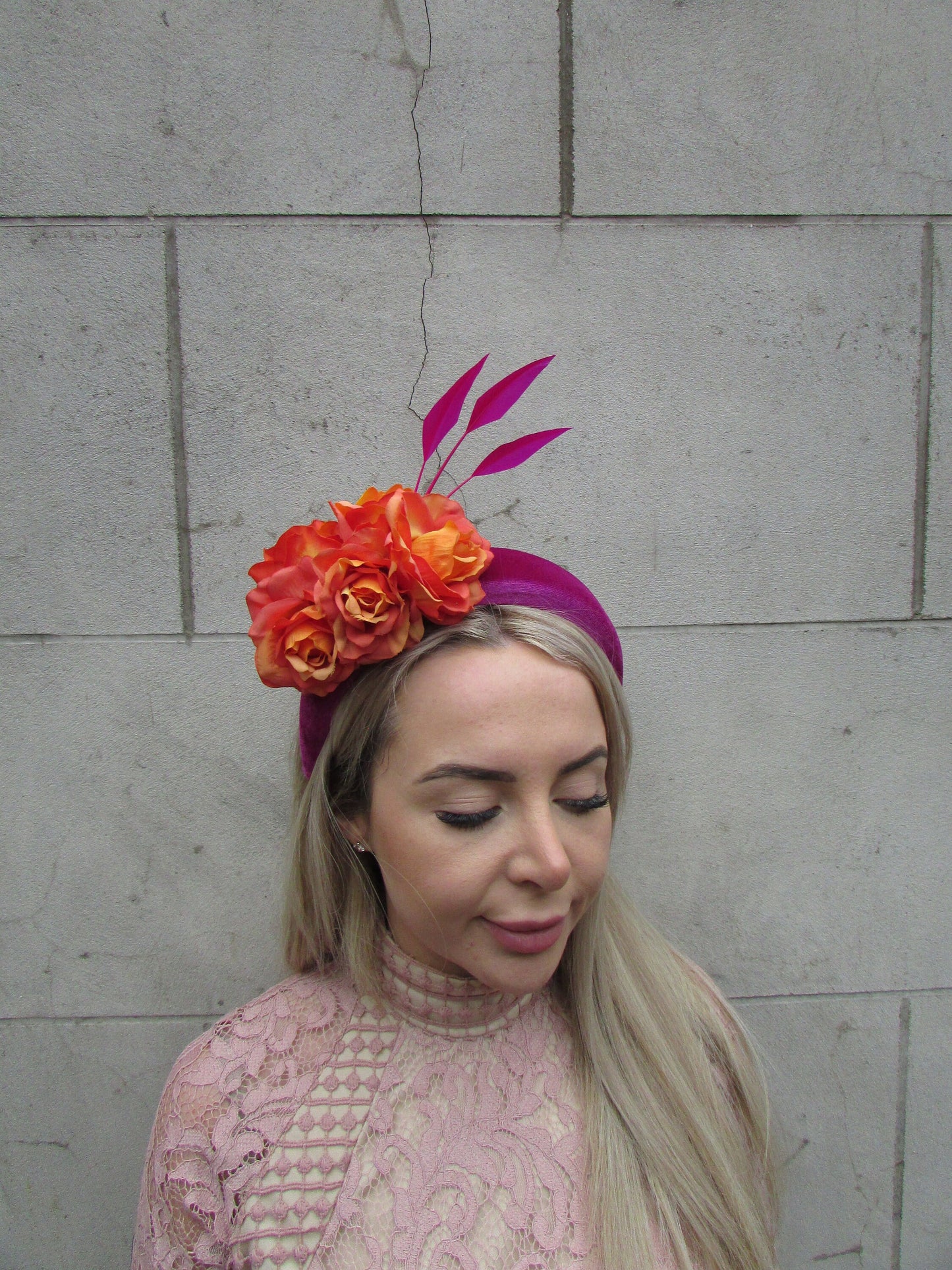 Orange & Magenta Rose Fascinator