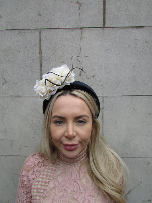 Black & Cream Statement Flower Headpiece