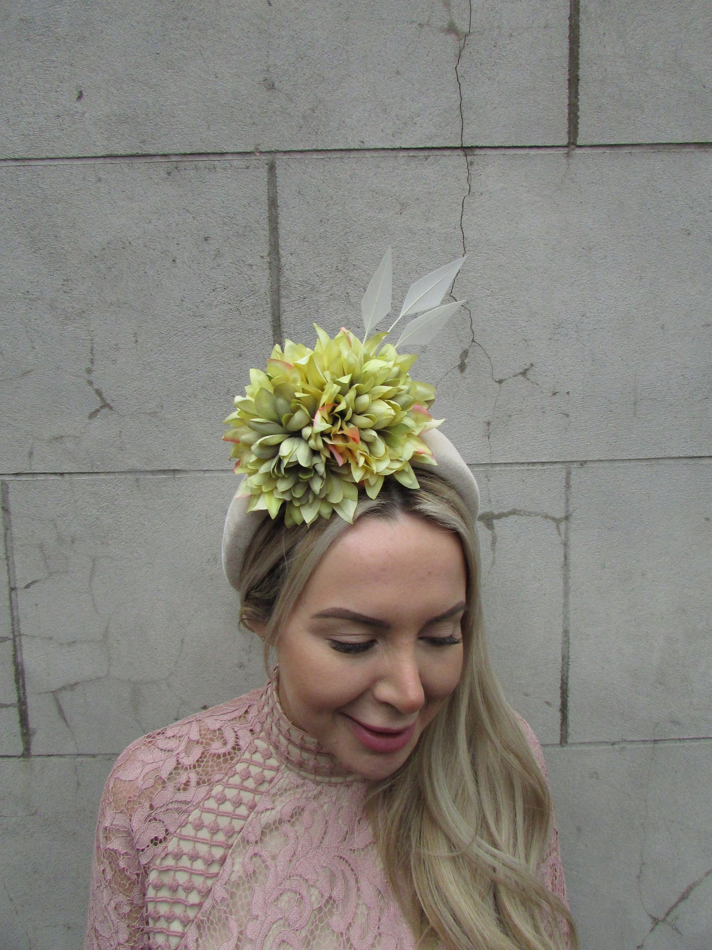 Cream & Lime Flower Headpiece