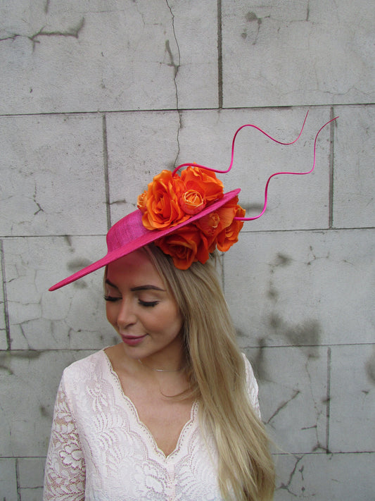 Orange & Pink Large Statement Hat