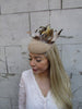 Beige Pheasant Feather Pillbox Veil Hat