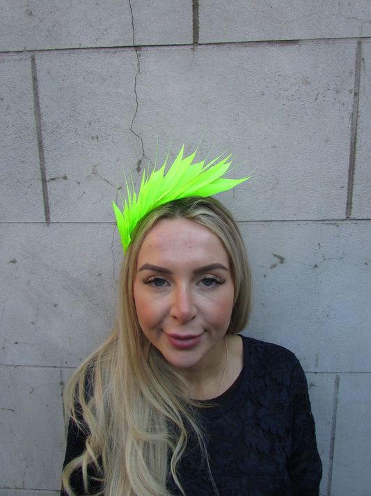 Neon Lime Green Feather Fascinator u12511