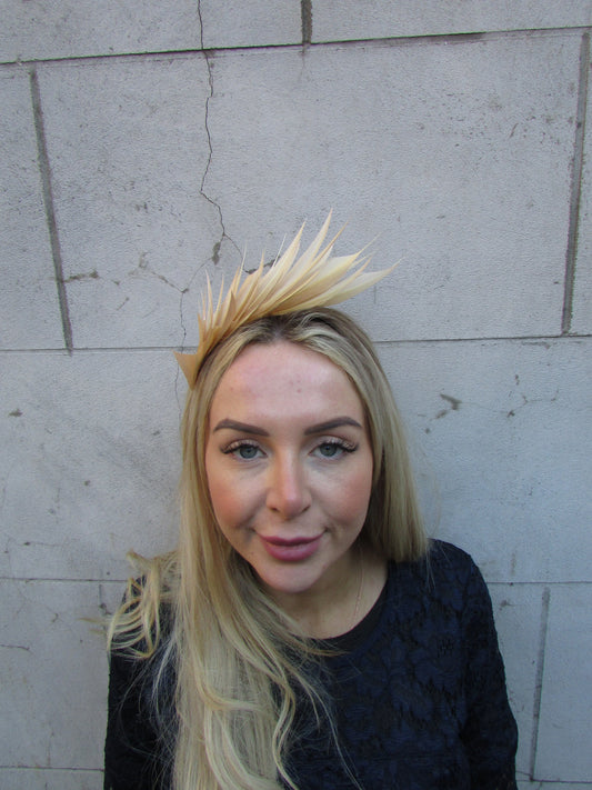 Beige Feather Fascinator