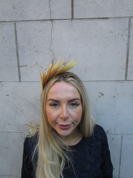 Gold Feather Fascinator