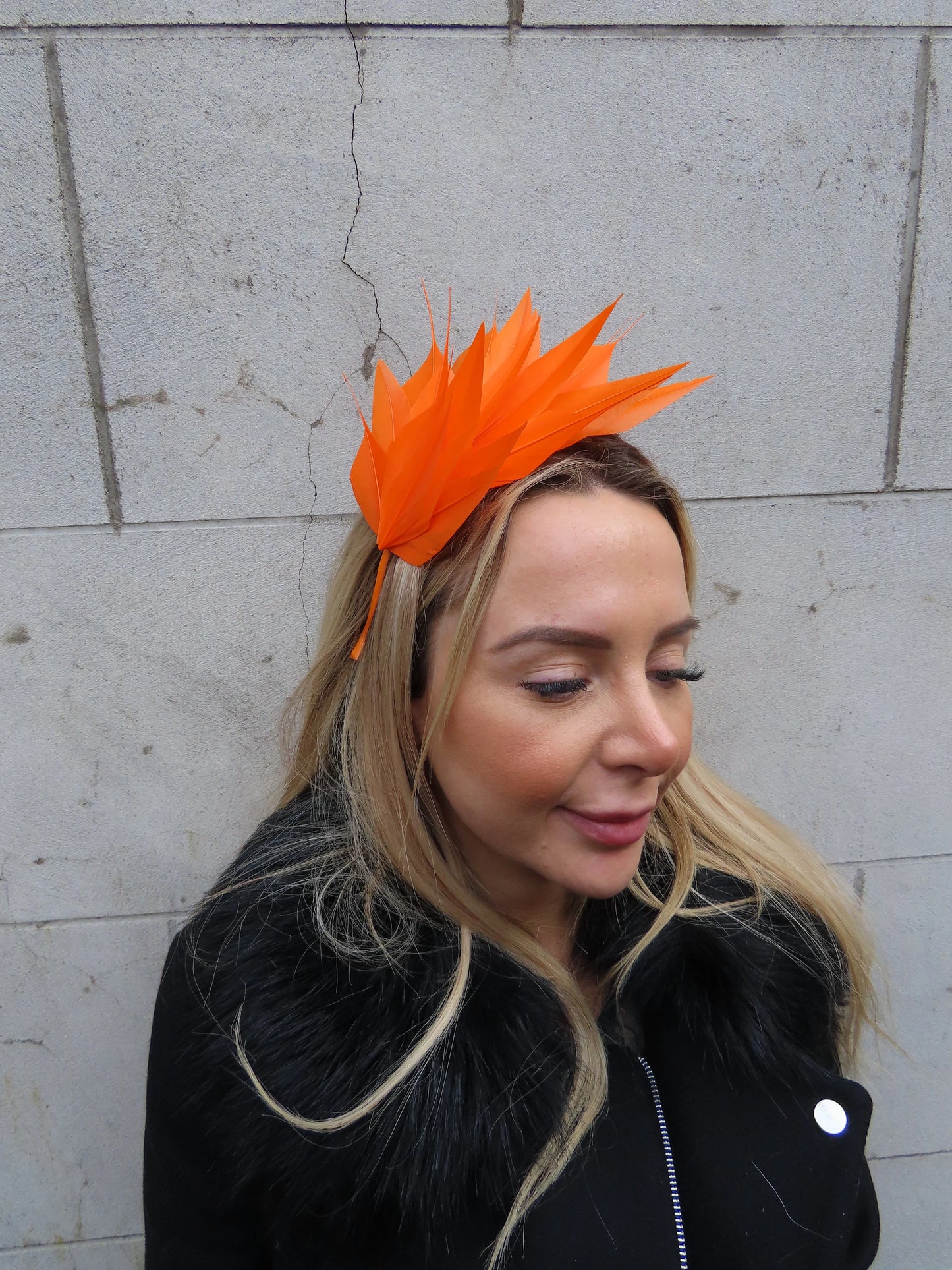 Orange Feather Fascinator u11401