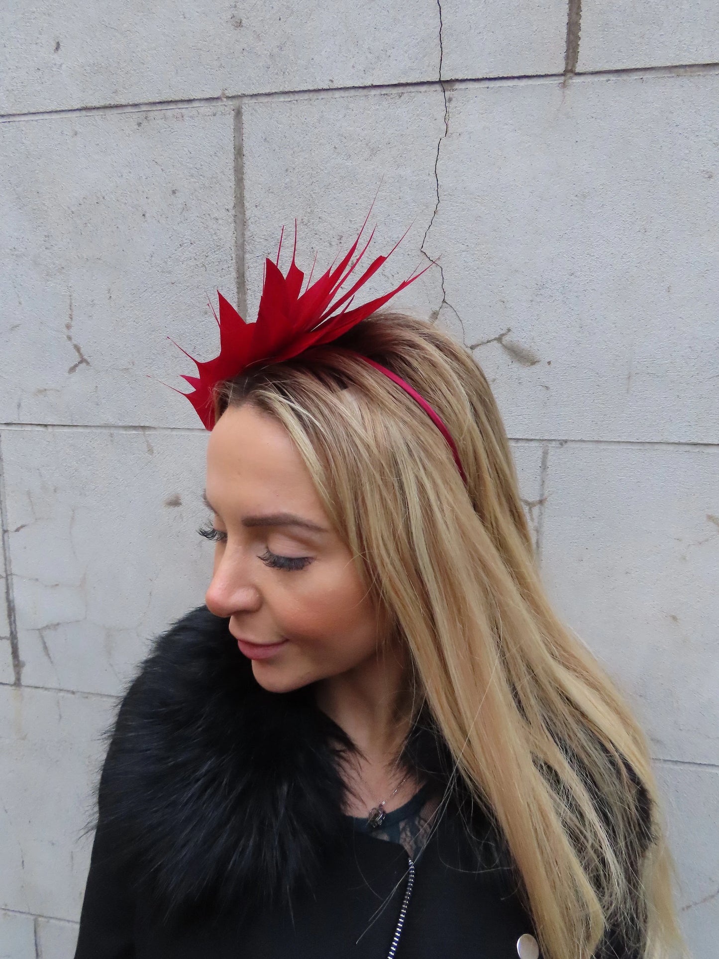 Claret Burgundy Red Feather Fascinator
