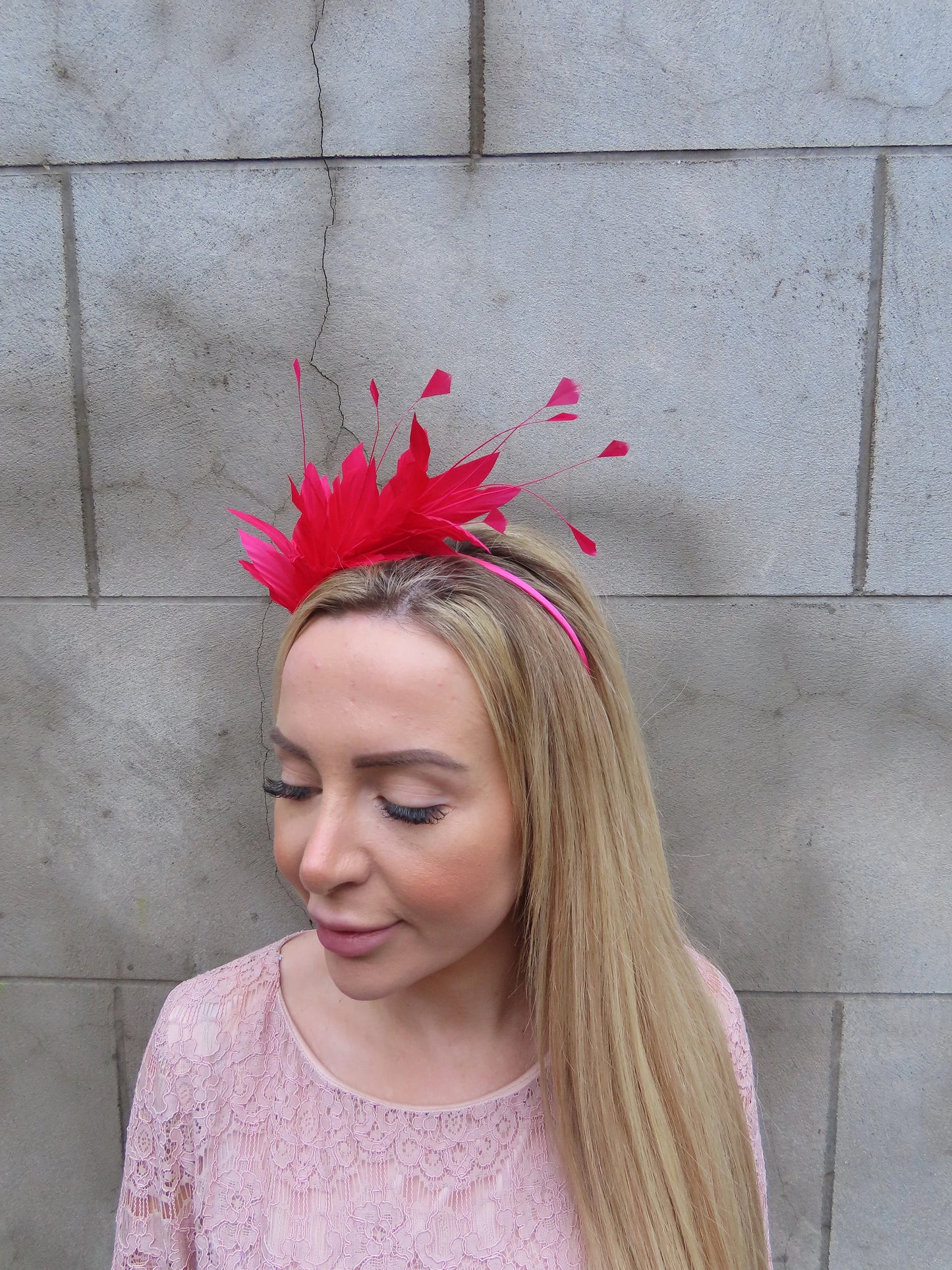 Fuchsia Feather Fascinator