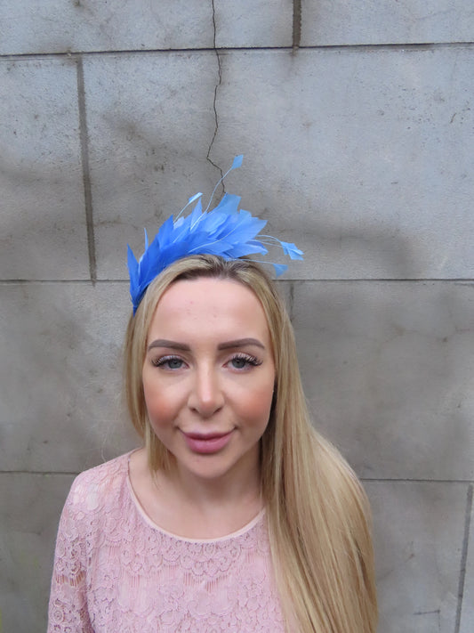 Light Cornflower Blue Feather Fascinator