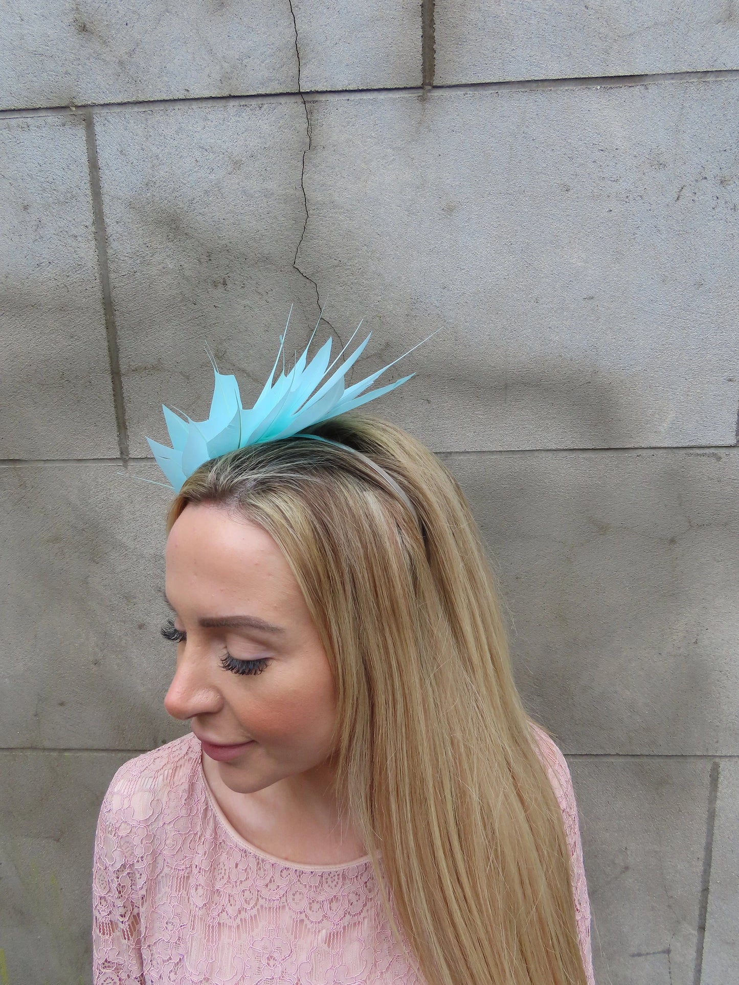 Light Duck Egg Blue Feather Fascinator u11002