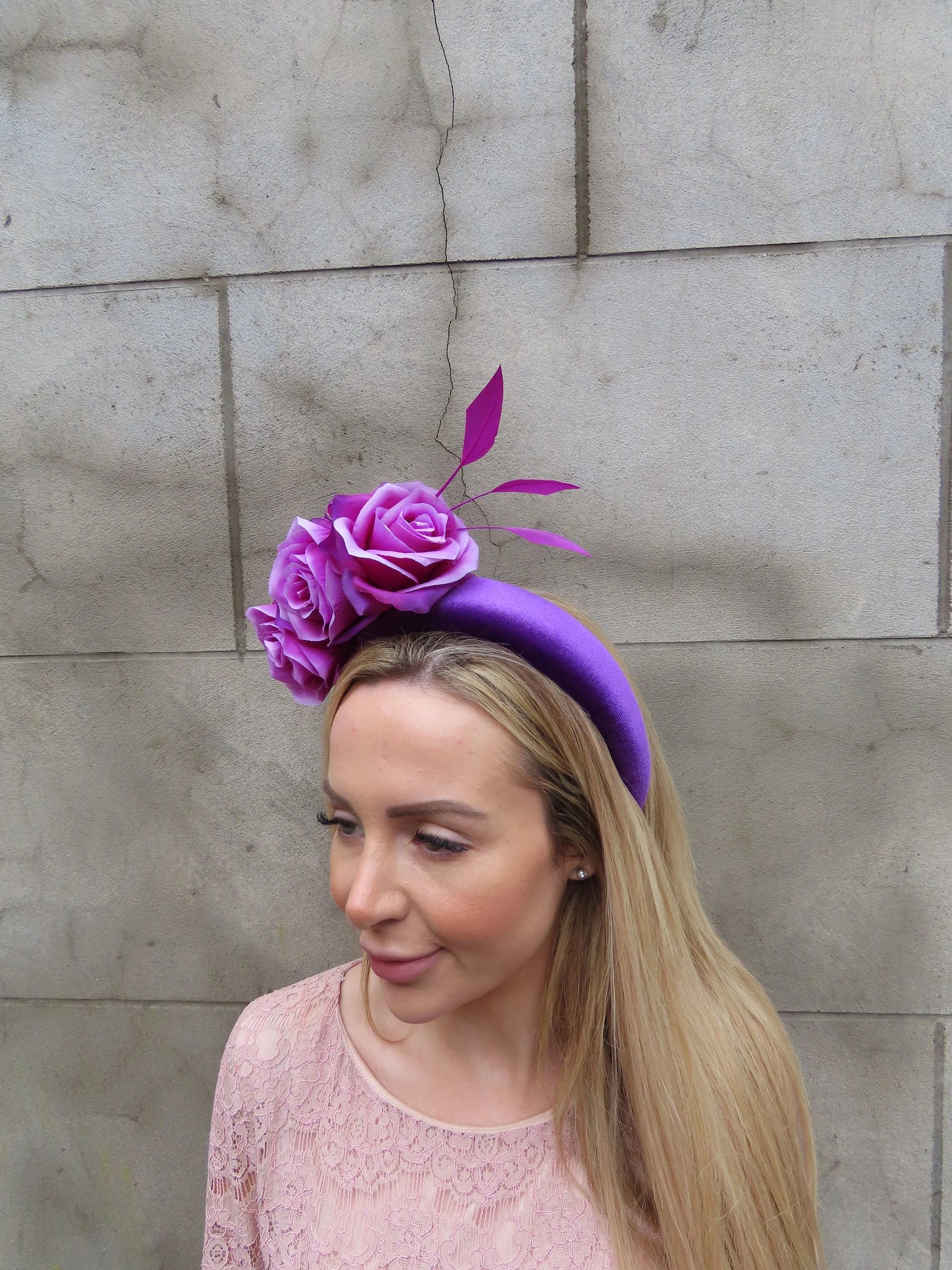 Plum Rose & Feather Headpiece
