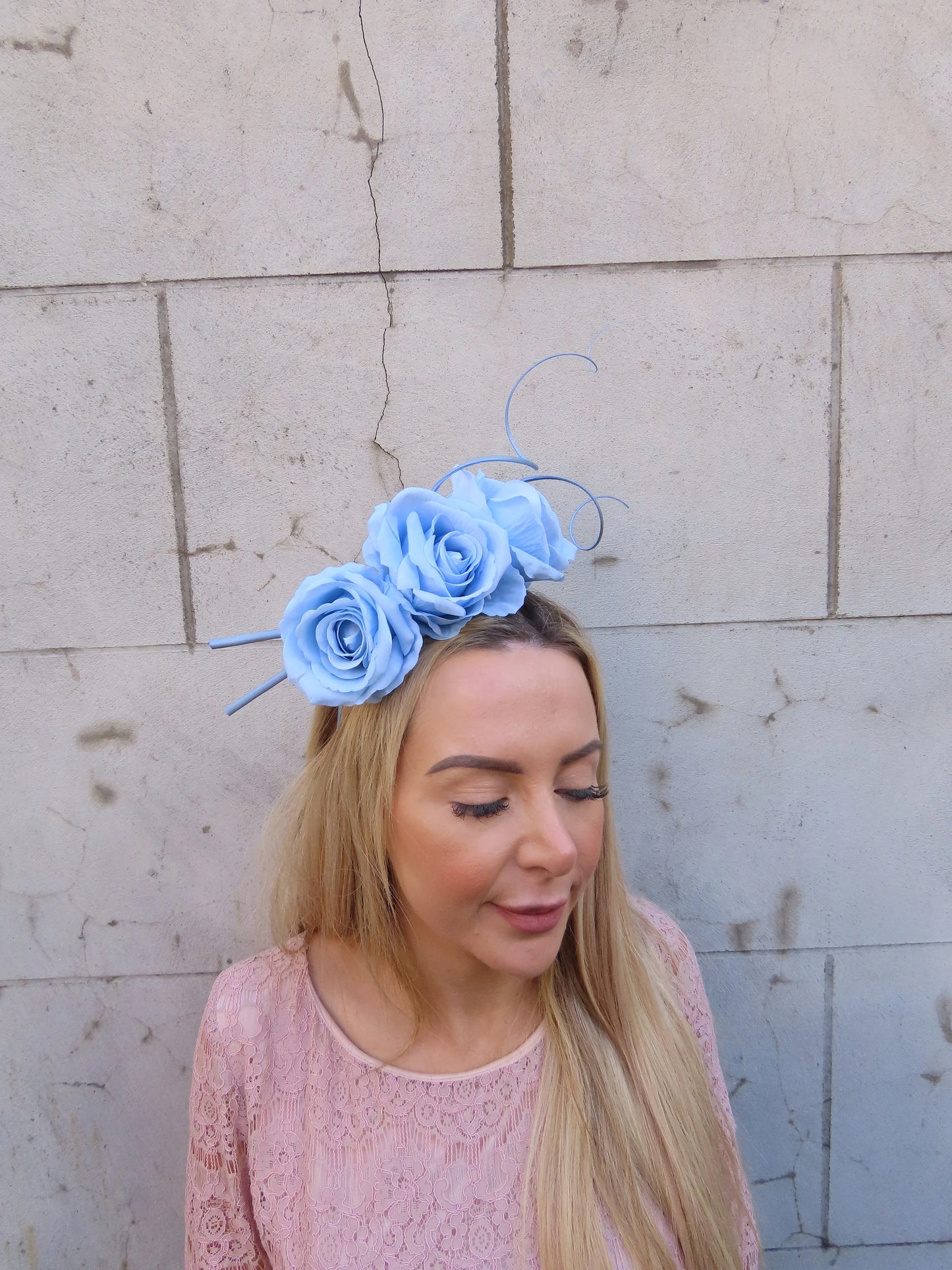Light Blue Rose Flower Hairband