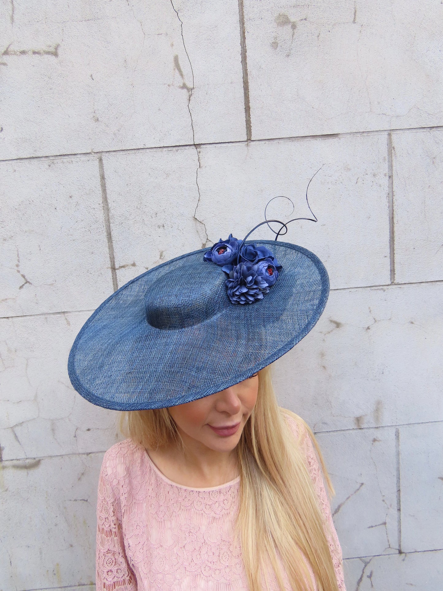 Navy Blue Boater Hat