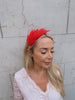 Bright Red Feather Fascinator Thin Headband