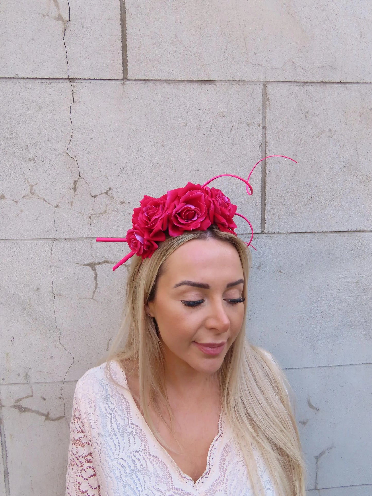 Fuchsia Pink Rose Flower Headpiece