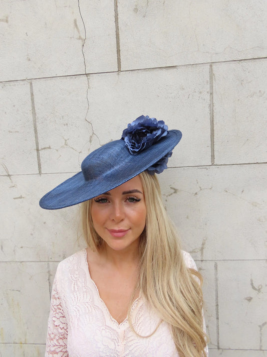 Navy Blue Boater Hat