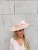 Blush Rose Flower Boater Hat Peach