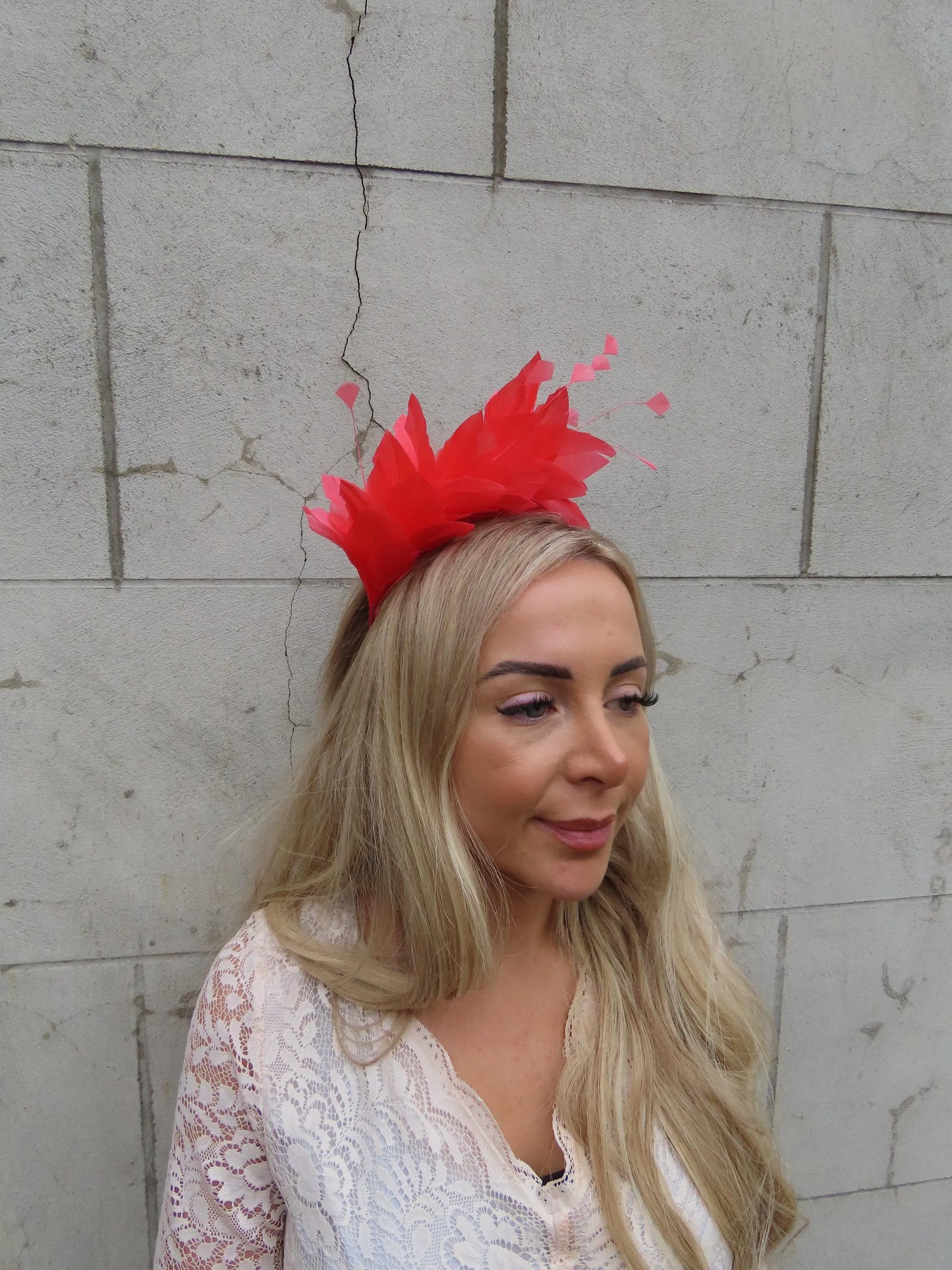 Coral Feather Fascinator