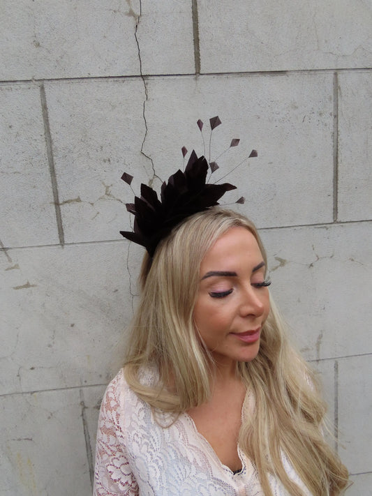 Dark Brown Feather Fascinator
