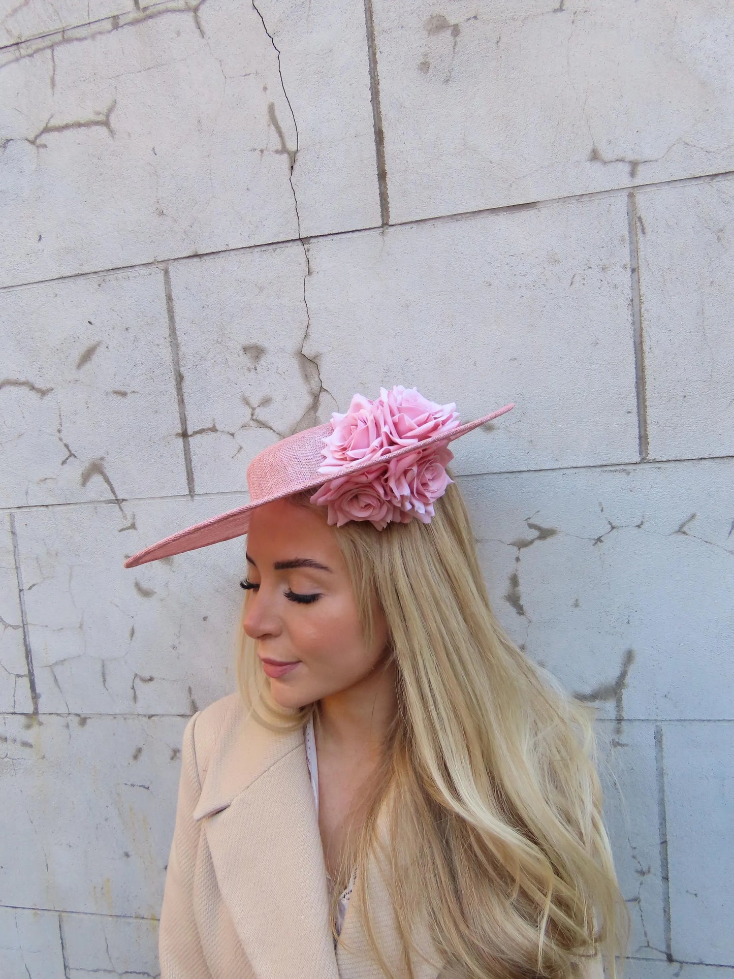 Dusky Pink Floral Boater Hat