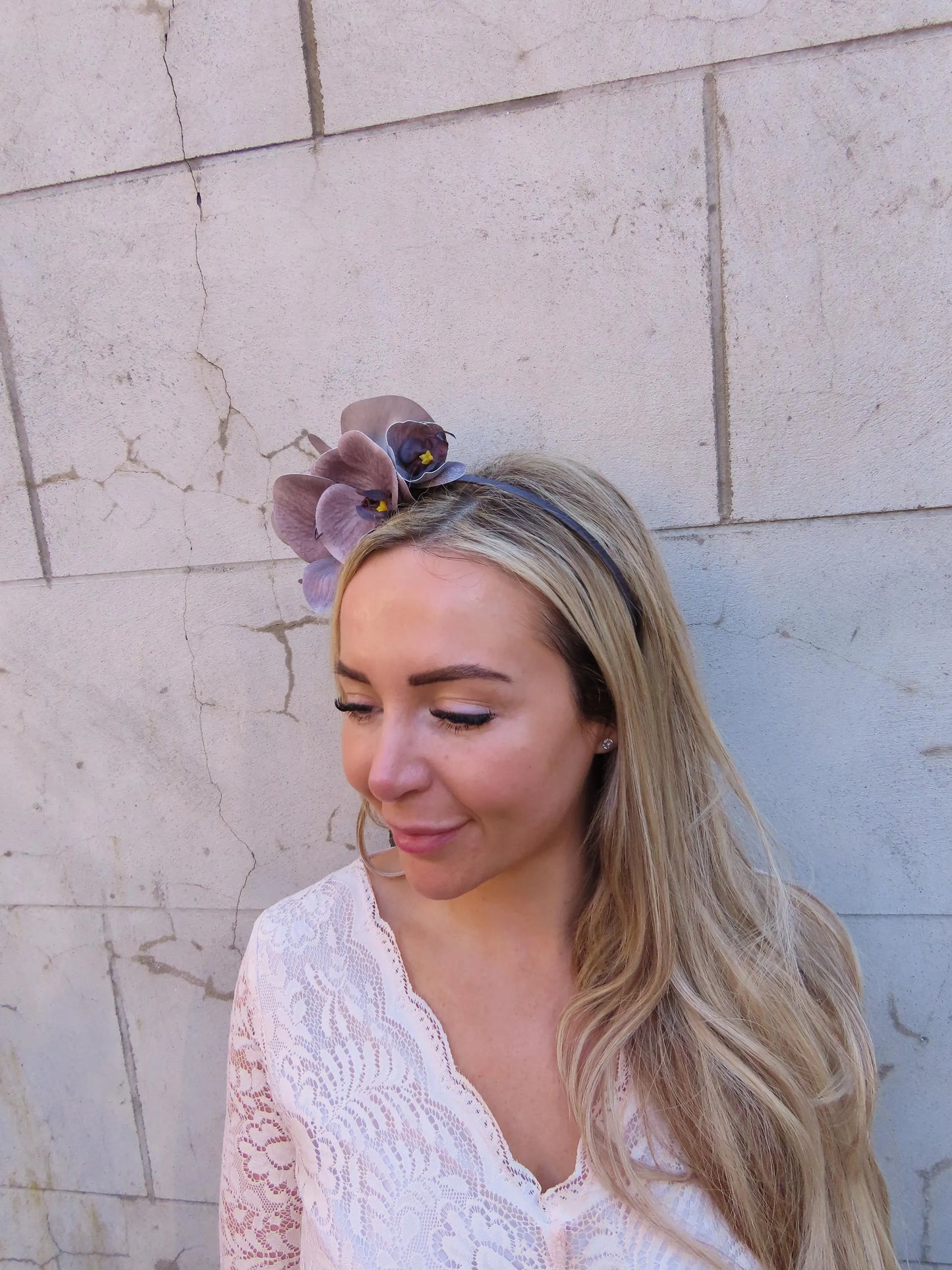 Dark Grey Orchid Flower Fascinator Headband
