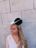 Black & Cream Pearl Rose Flower Hat