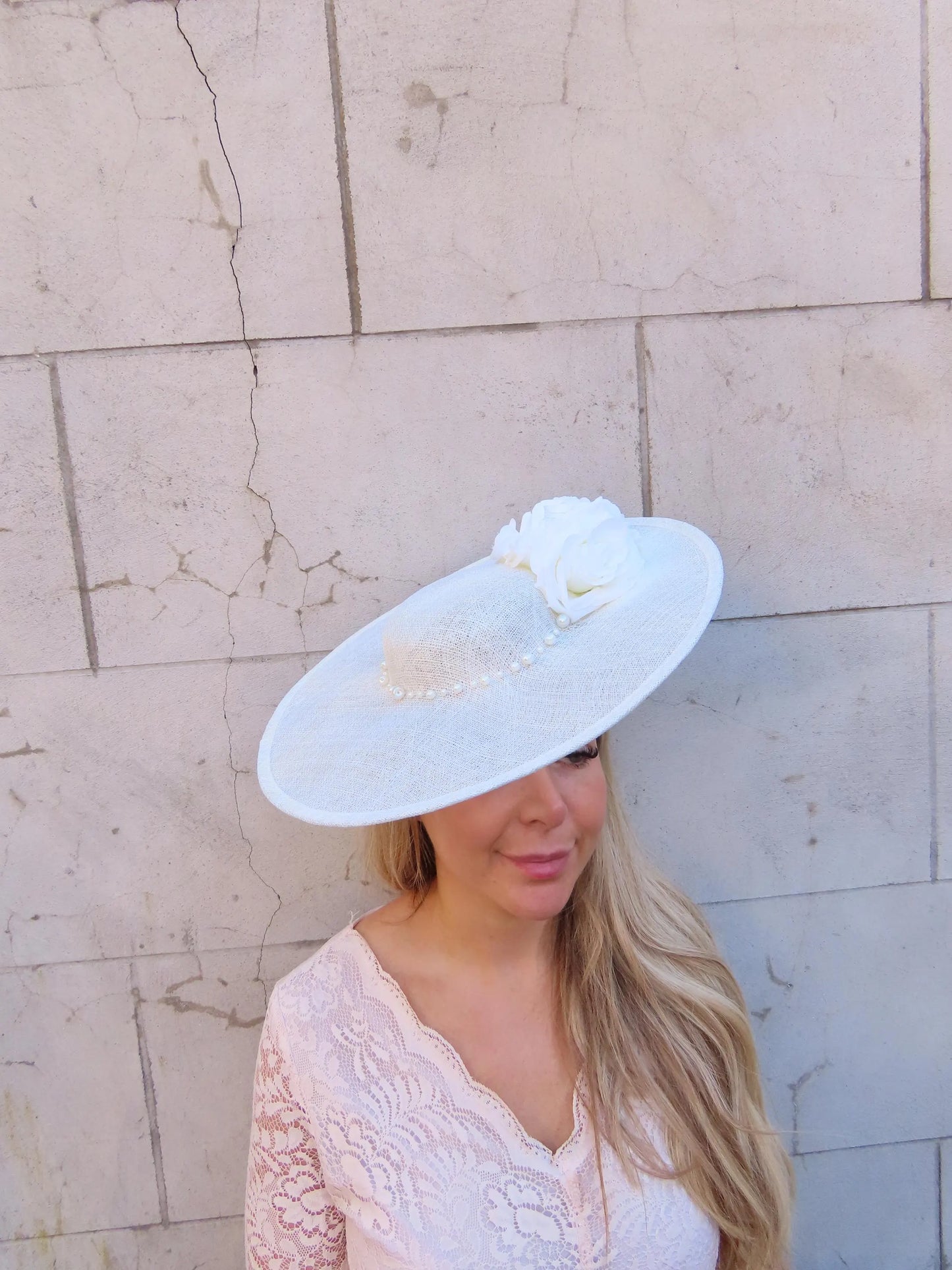Cream Pearl Large Hat