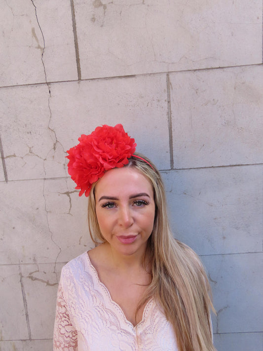 Large Red Peony Flower Fascinator