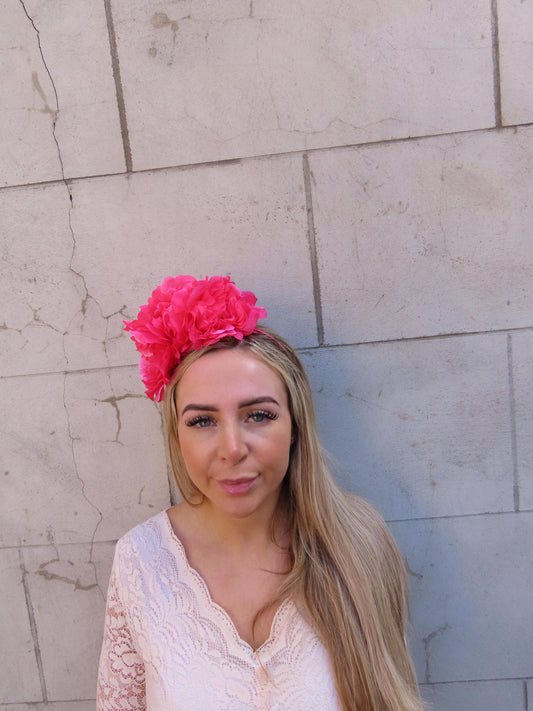 Fuchsia Peony Flower Fascinator