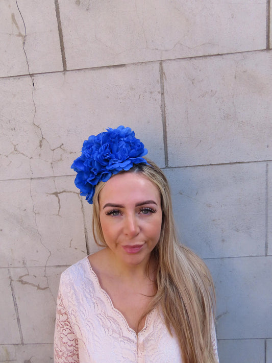 Royal Blue Peony Flower Headpiece