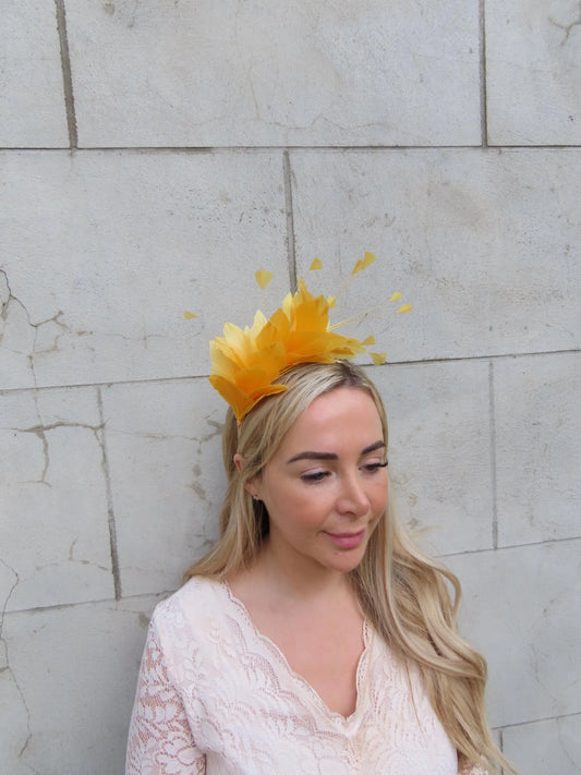 Mustard Yellow Feather Headpiece
