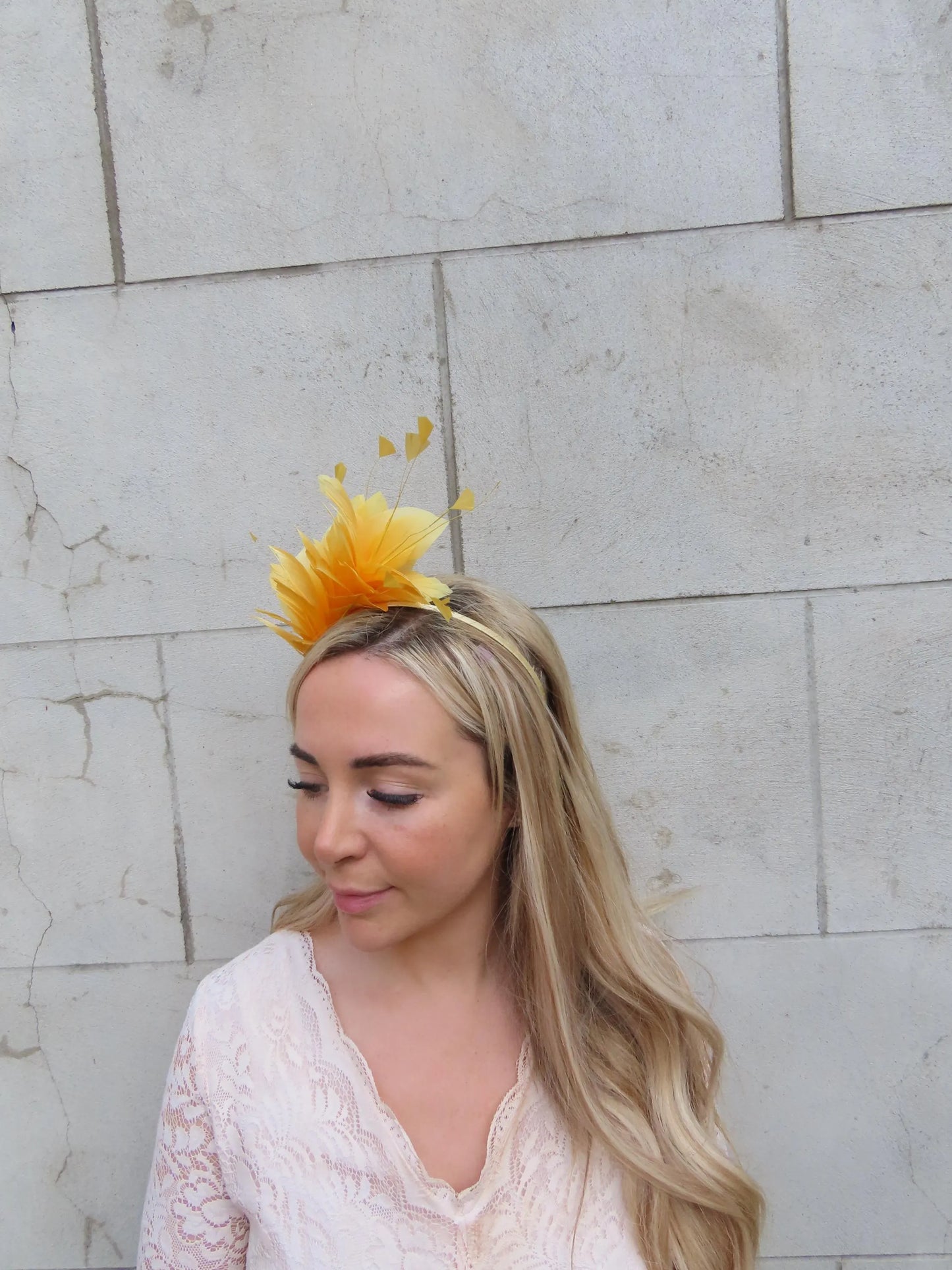 Mustard Yellow Feather Headpiece