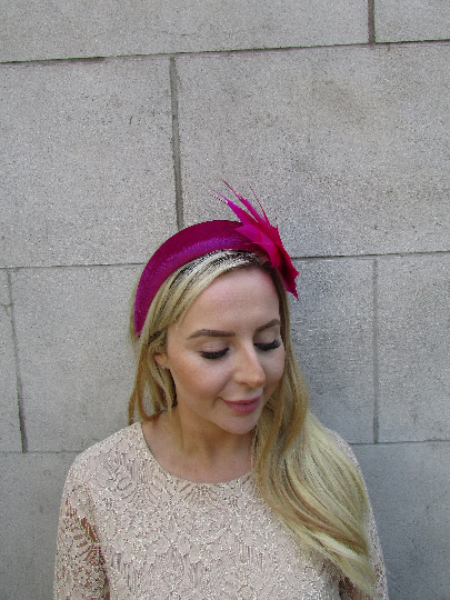 Fuchsia Pink Feather Fascinator Headpiece