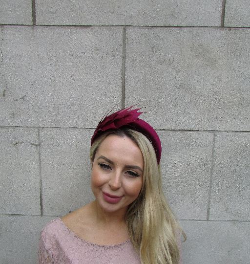 Burgundy Feather Fascinator Headband