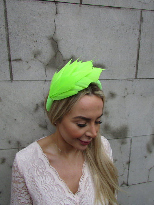 Lime Feather Fascinator Headband