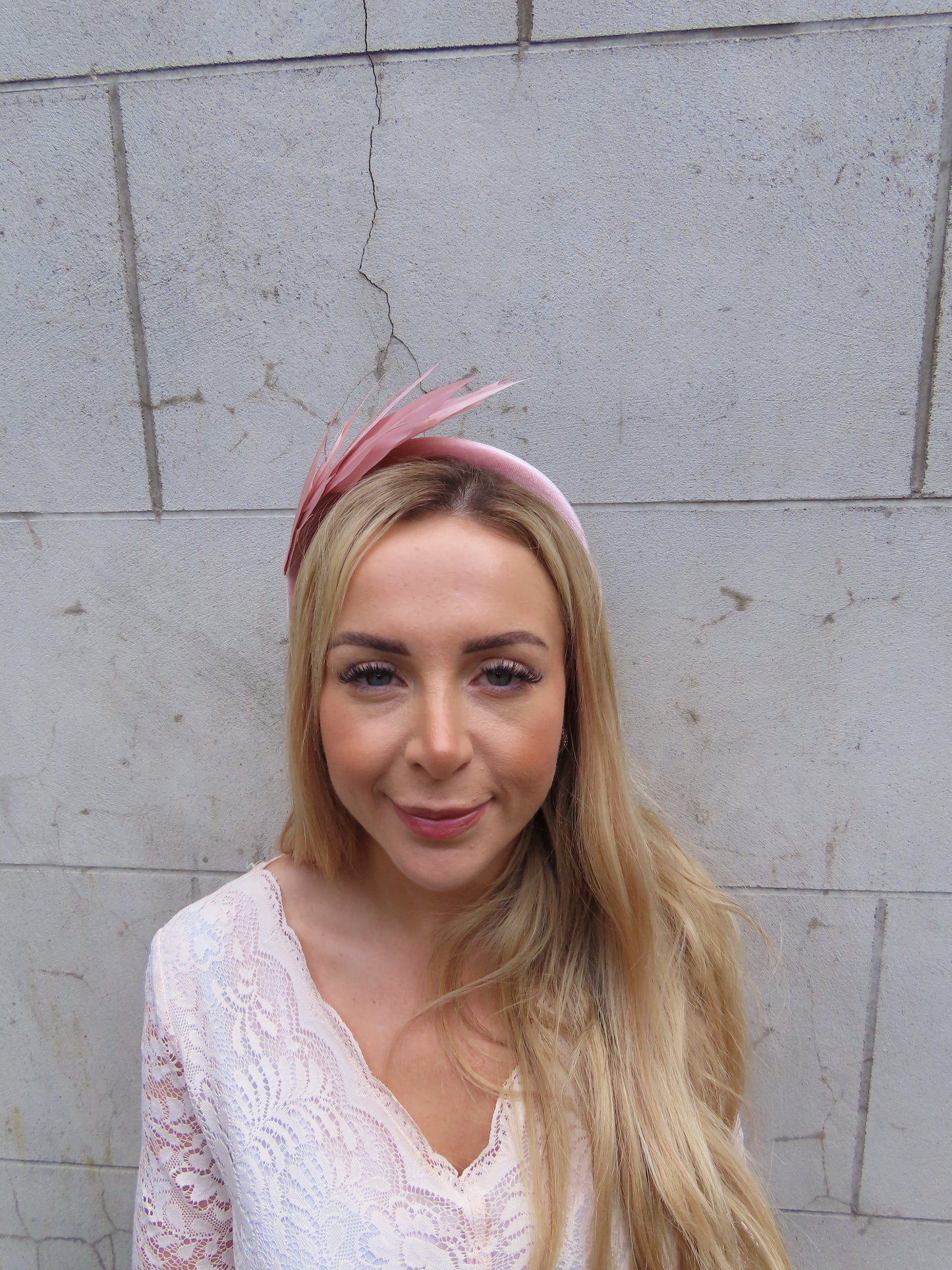 Dusky Pink Feather Fascinator Headband