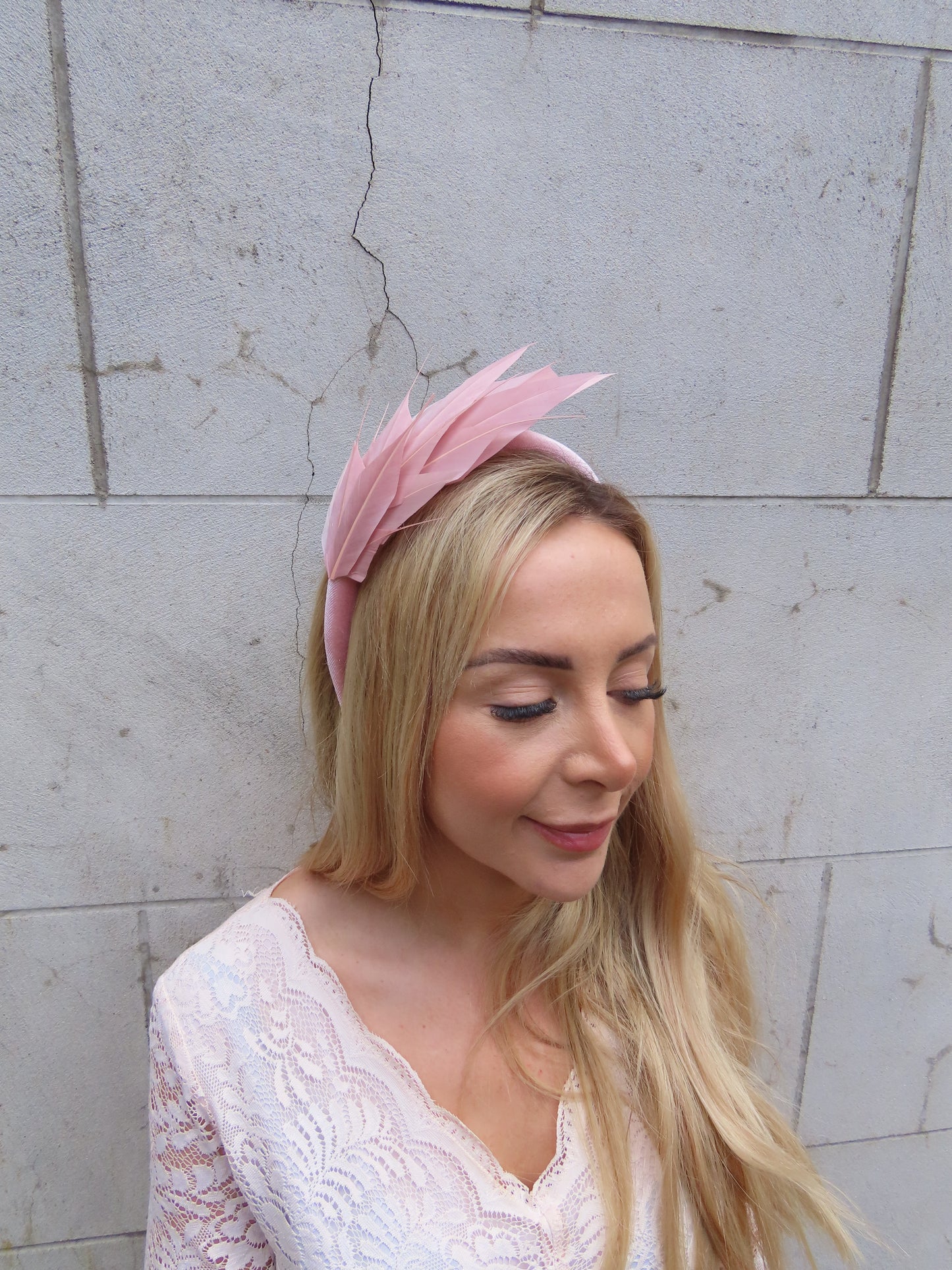 Dusky Pink Feather Fascinator Headband