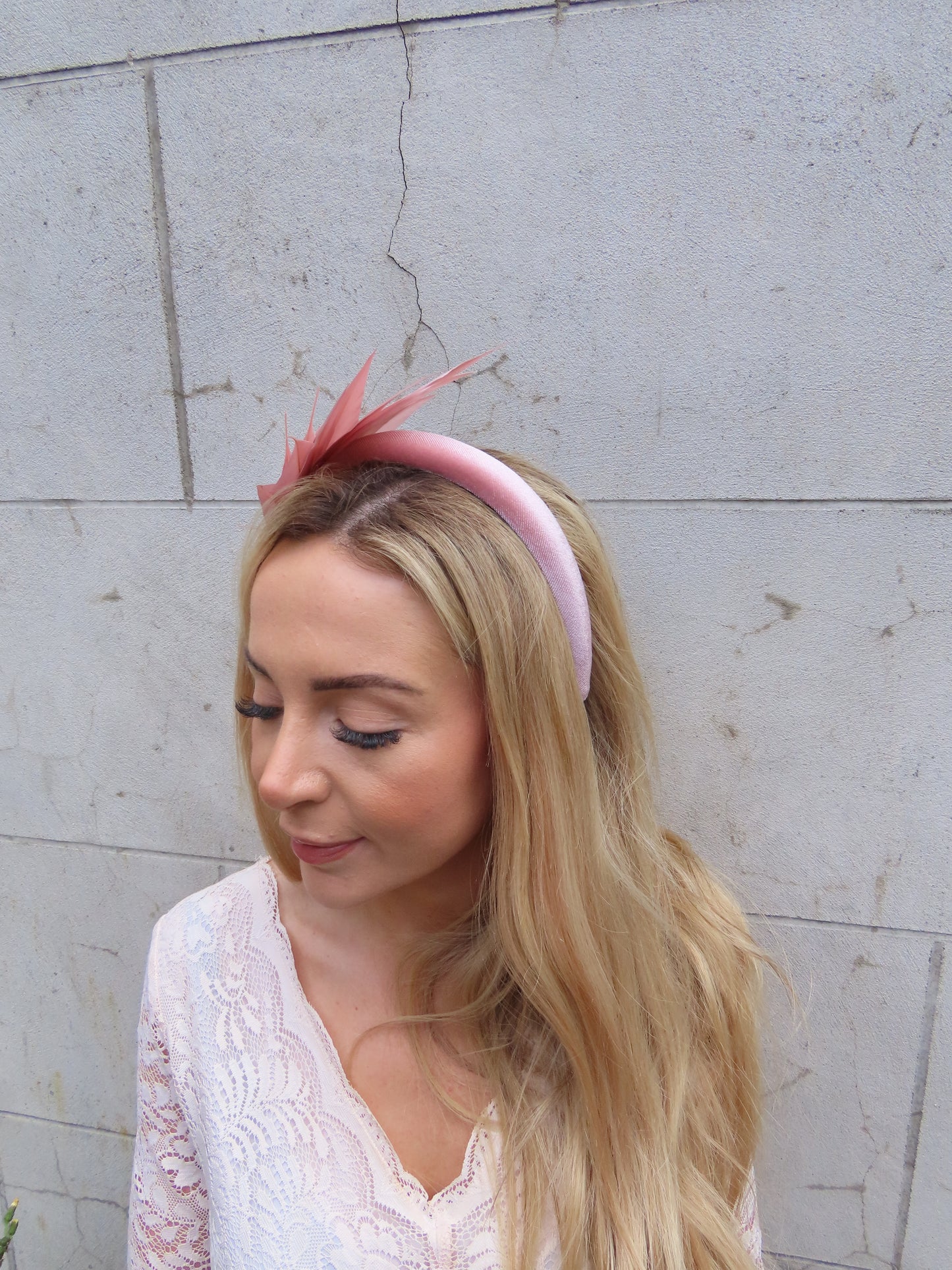 Dusky Pink Feather Fascinator Headband