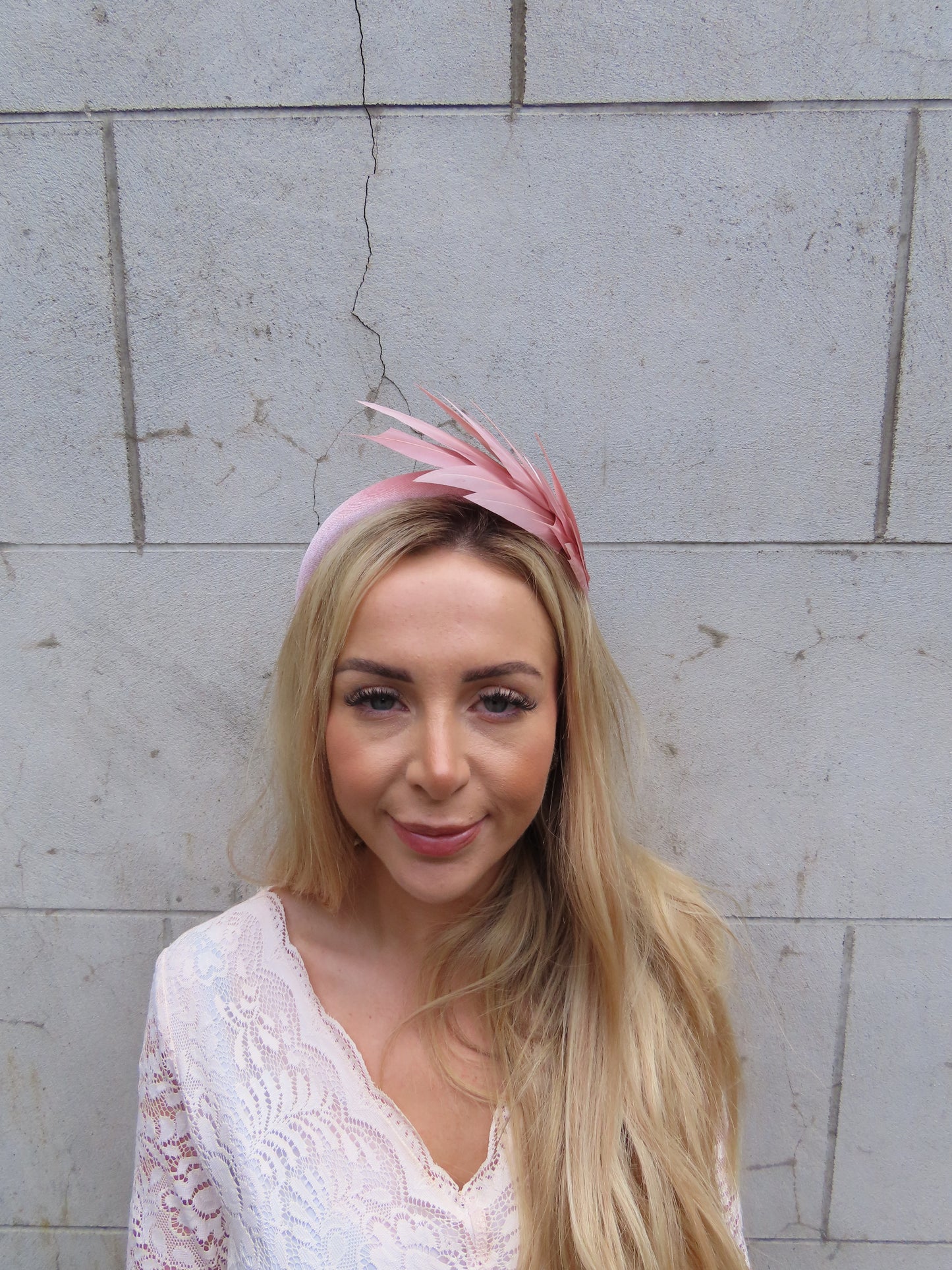 Dusky Pink Feather Fascinator Headband
